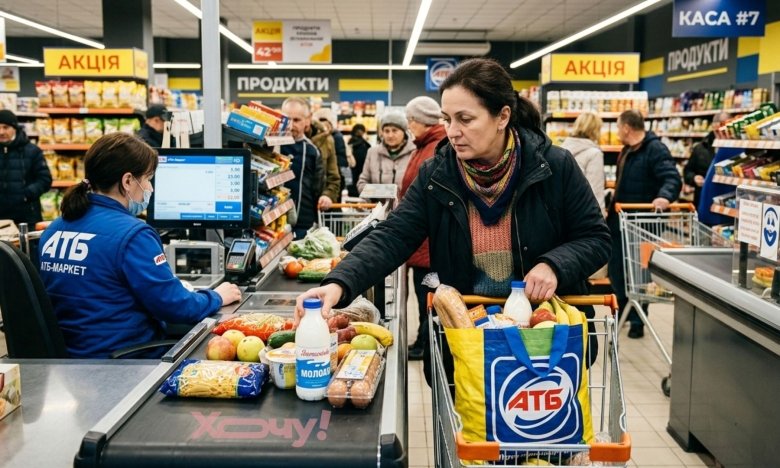 Трюк з товаром на стрічці в АТБ Трюк з товаром на стрічці в АТБ0